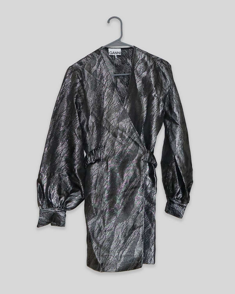 Printed Metallic Mini Dress