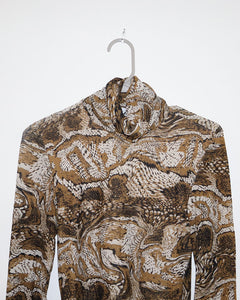 Printed Turtleneck Top
