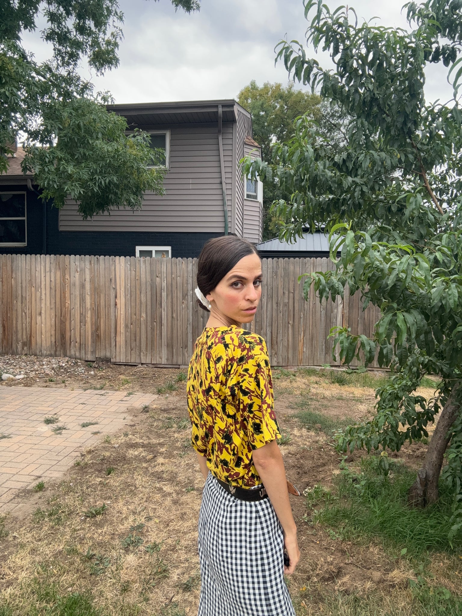 Plaid Print Midi Length Skirt