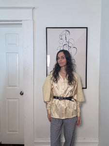 V-Neck Long Sleeve Button-Up Top Size: L