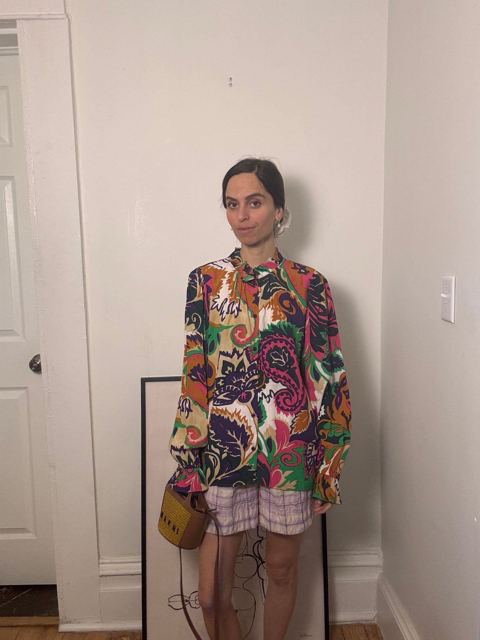 Printed Mock Neck Blouse