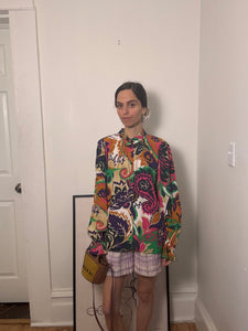 Printed Mock Neck Blouse