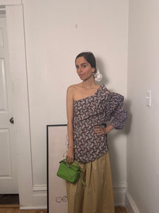 Floral Print One-Shoulder Blouse