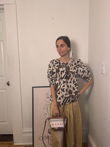 Printed Crew Neck Blouse
