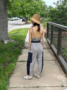 Plaid Print V-Neck Jumpsuit
