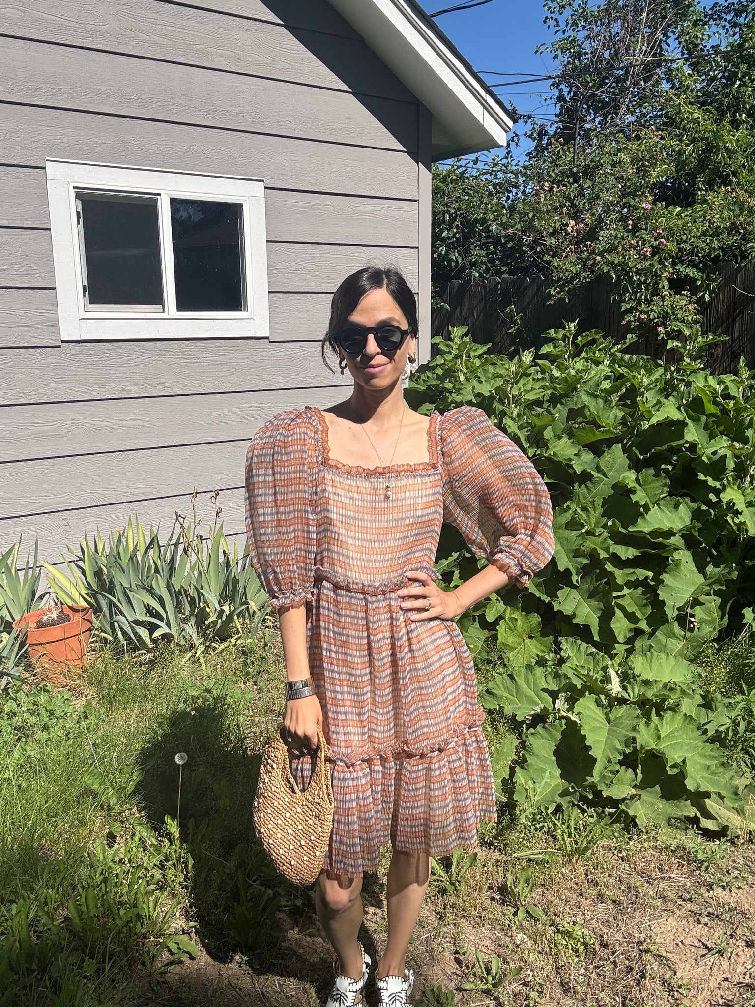Plaid Print Knee-Length Dress