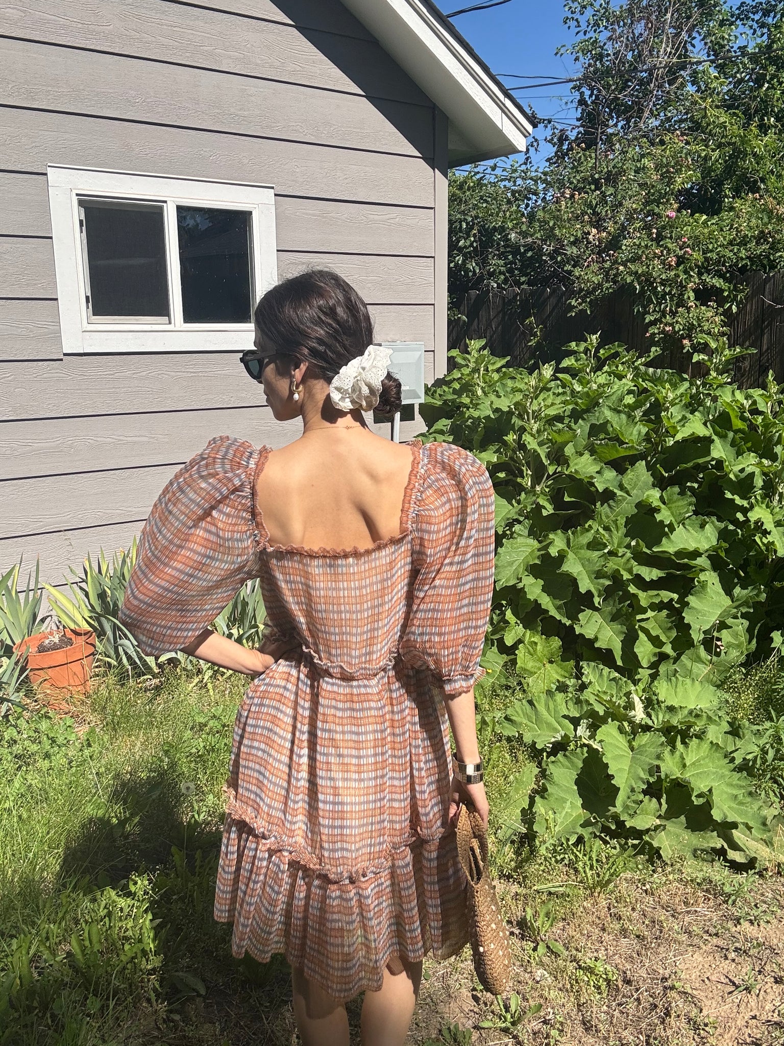 Plaid Print Knee-Length Dress