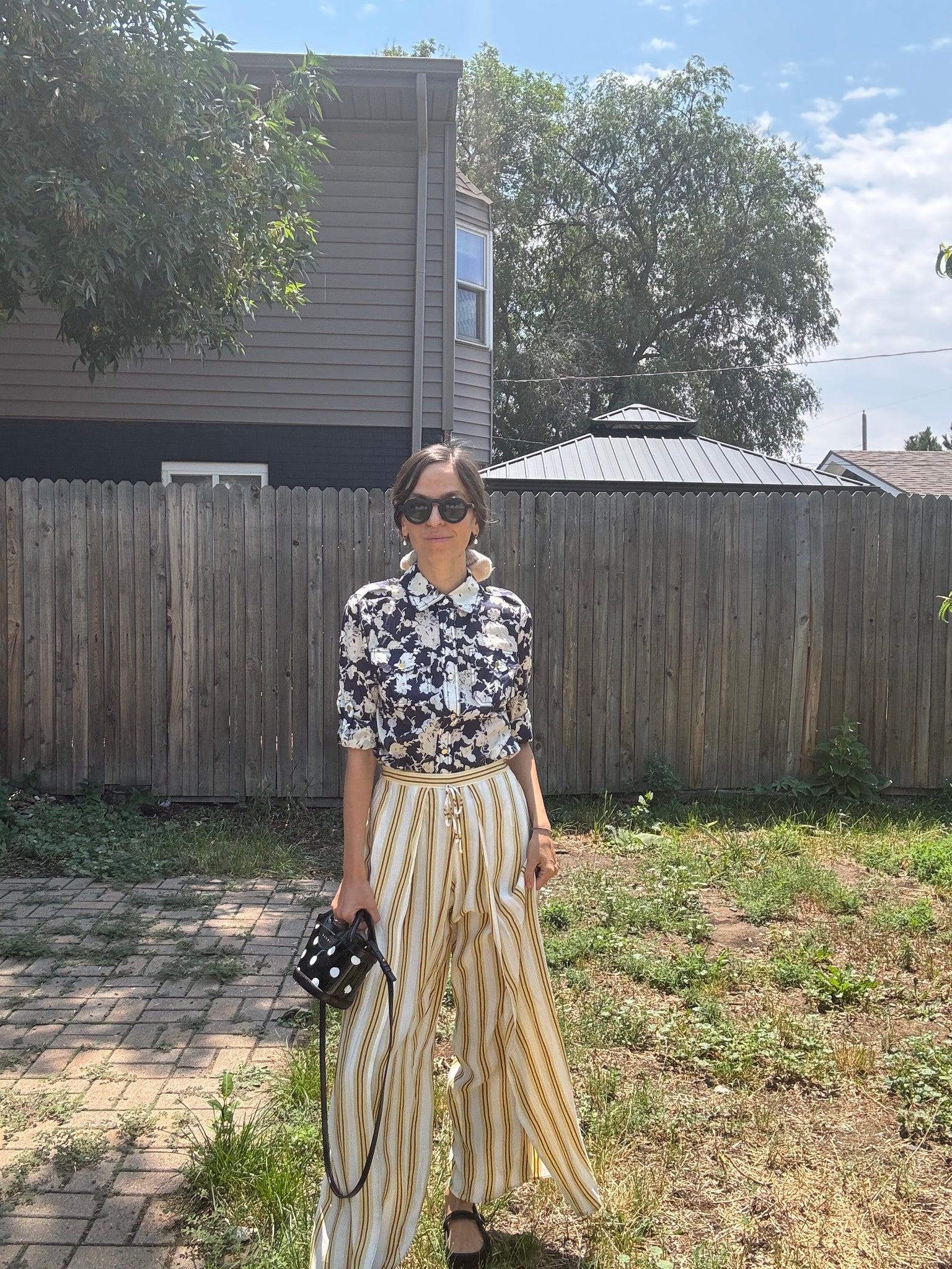 Floral Print Short Sleeve Button-Up Top
