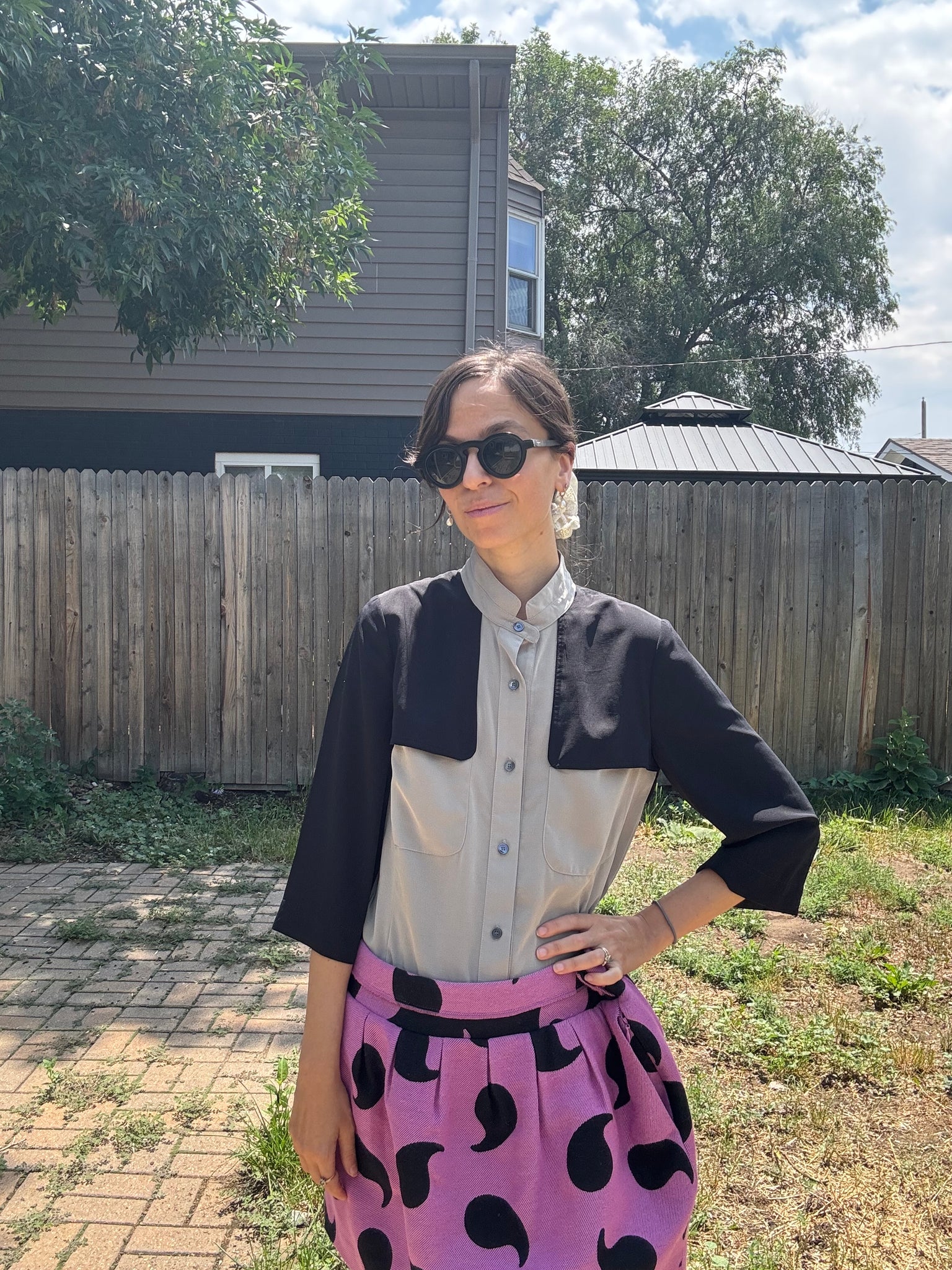 Three-Quarter Sleeve Button-Up Top