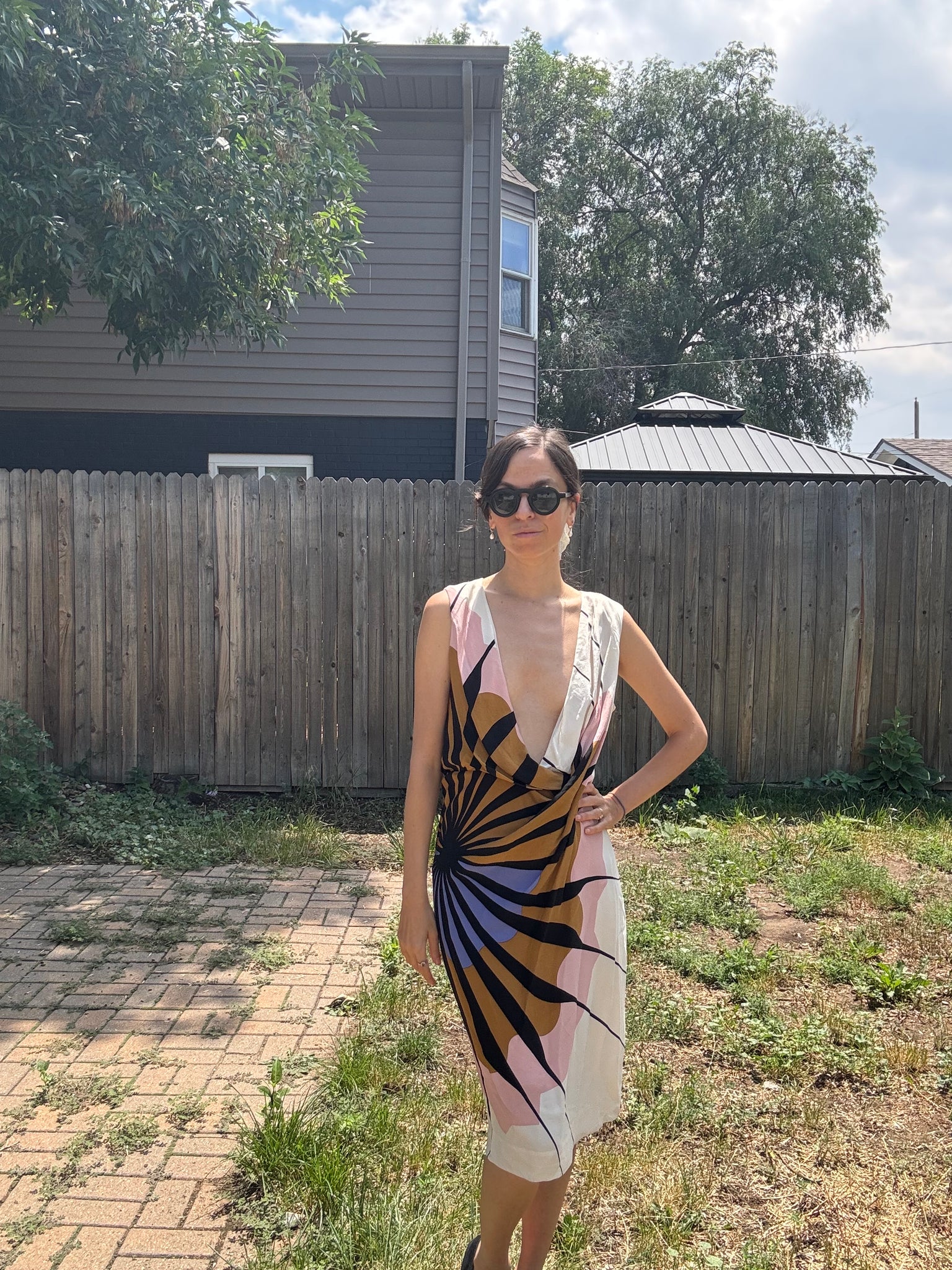 Silk Knee-Length Dress
