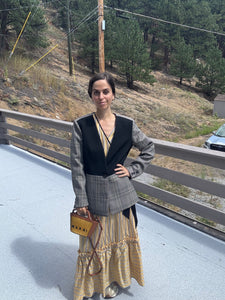 Virgin Wool Plaid Print Jacket