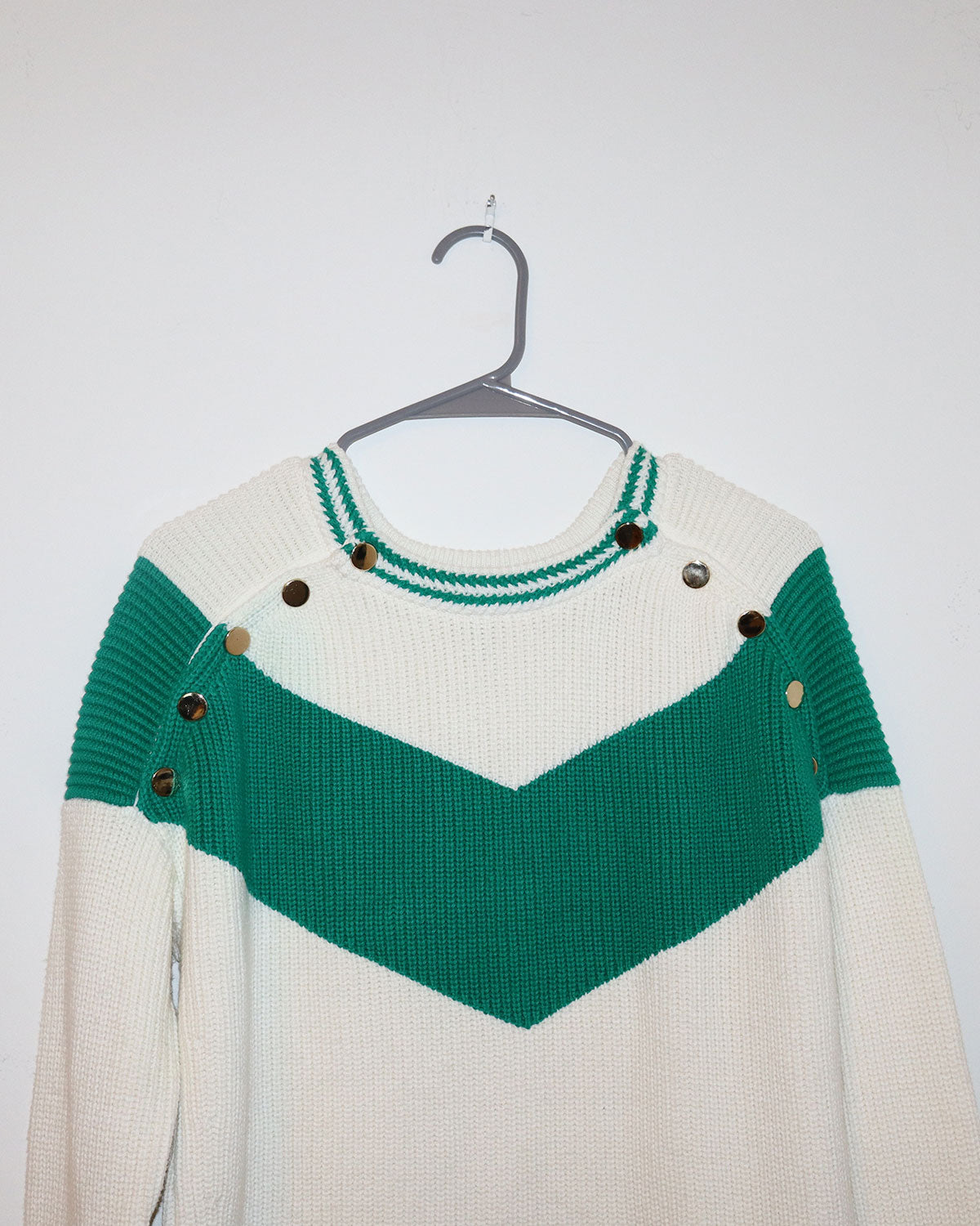 Colorblock Pattern Crew Neck Sweater Size: XS