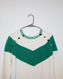 Colorblock Pattern Crew Neck Sweater Size: XS