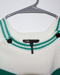 Colorblock Pattern Crew Neck Sweater Size: XS