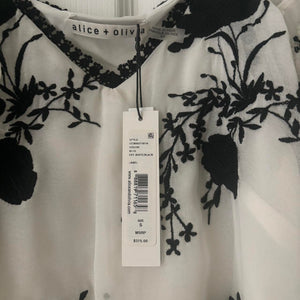 NWT ALICE + OLIVIA Floral Print V-Neck Blouse Size: S