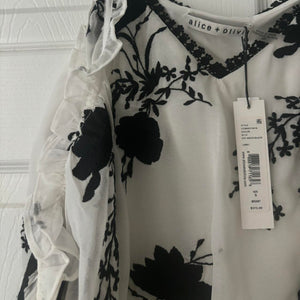 NWT ALICE + OLIVIA Floral Print V-Neck Blouse Size: S