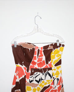 Linen Abstract Print Mini Dress