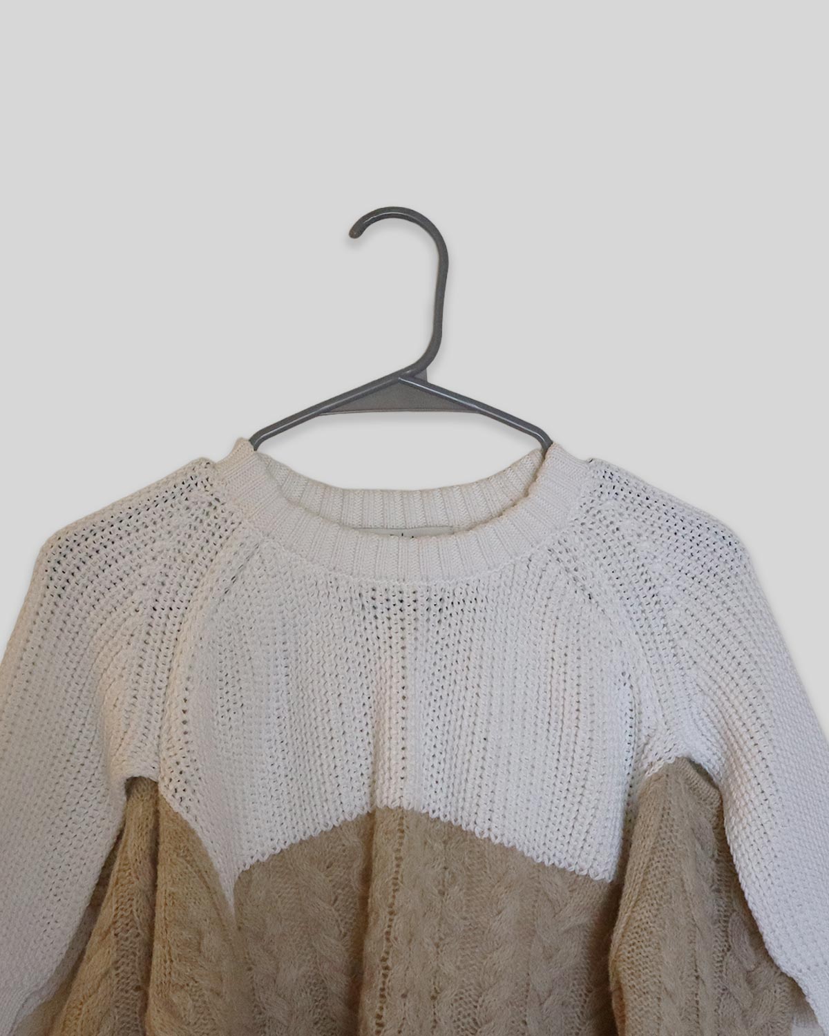 Colorblock Pattern Mock Neck Sweater