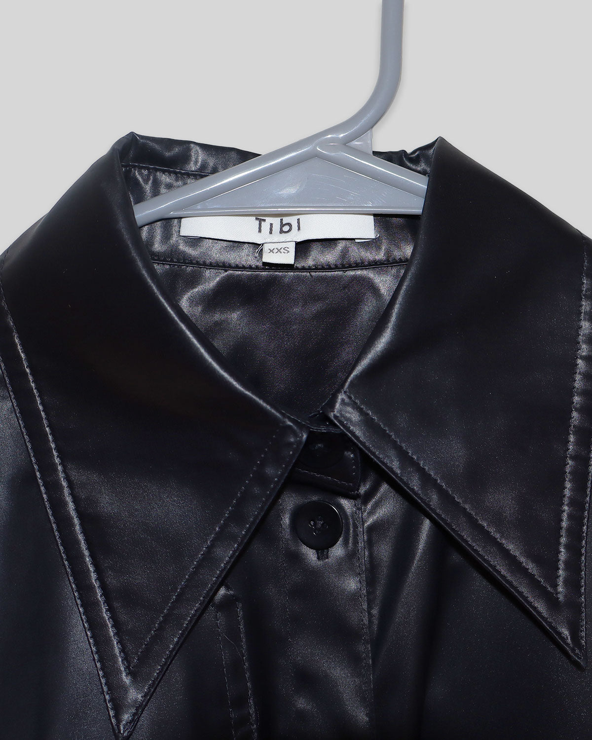 Faux Leather Long Sleeve Button-Up Top