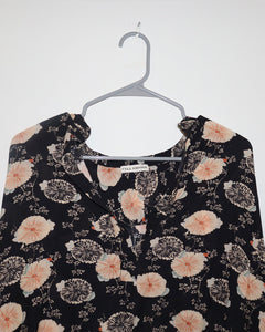 Floral Print Mock Neck Blouse
