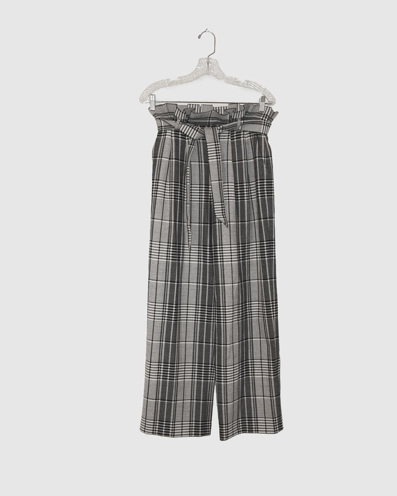 Plaid Print Wide Leg Pants