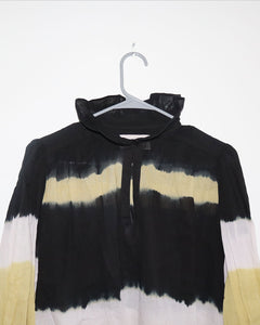 Tie-Dye Print Mock Neck Blouse