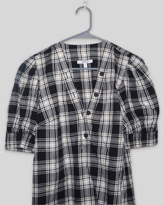 Plaid Print V-Neck Top