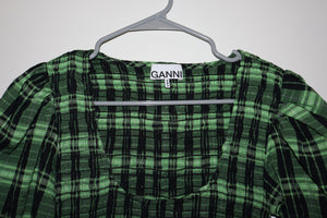 Ganni Plaid Print Long Dress Size: XS | US2, DK32