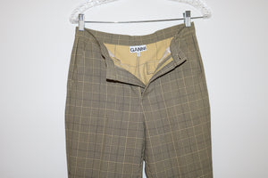 GANNI Plaid Print Straight Leg Pants Size: S | US4, DK34