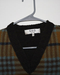 SEA NEW YORK Virgin Wool Plaid Print Sweater Size: XXS