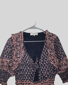 Printed Plunge Neckline Romper