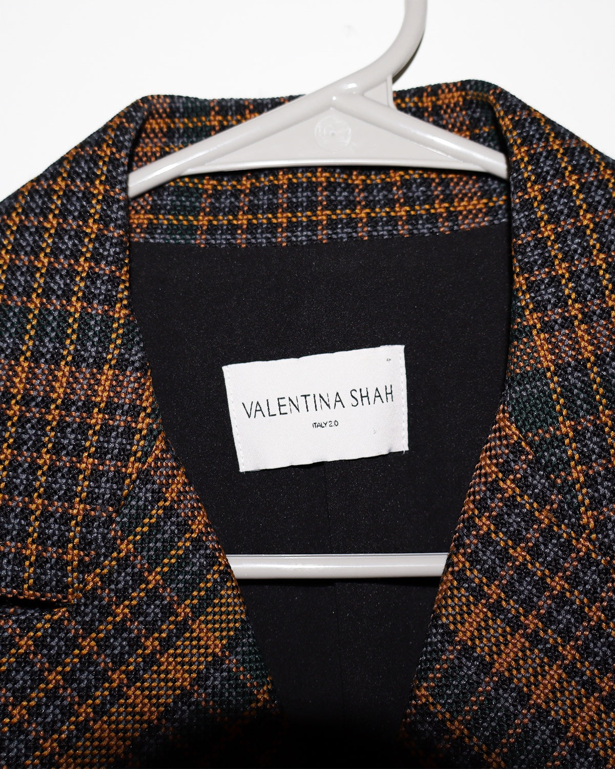 VALENTINA SHAH Plaid Print Blazer Size: M (hand made in Italy)